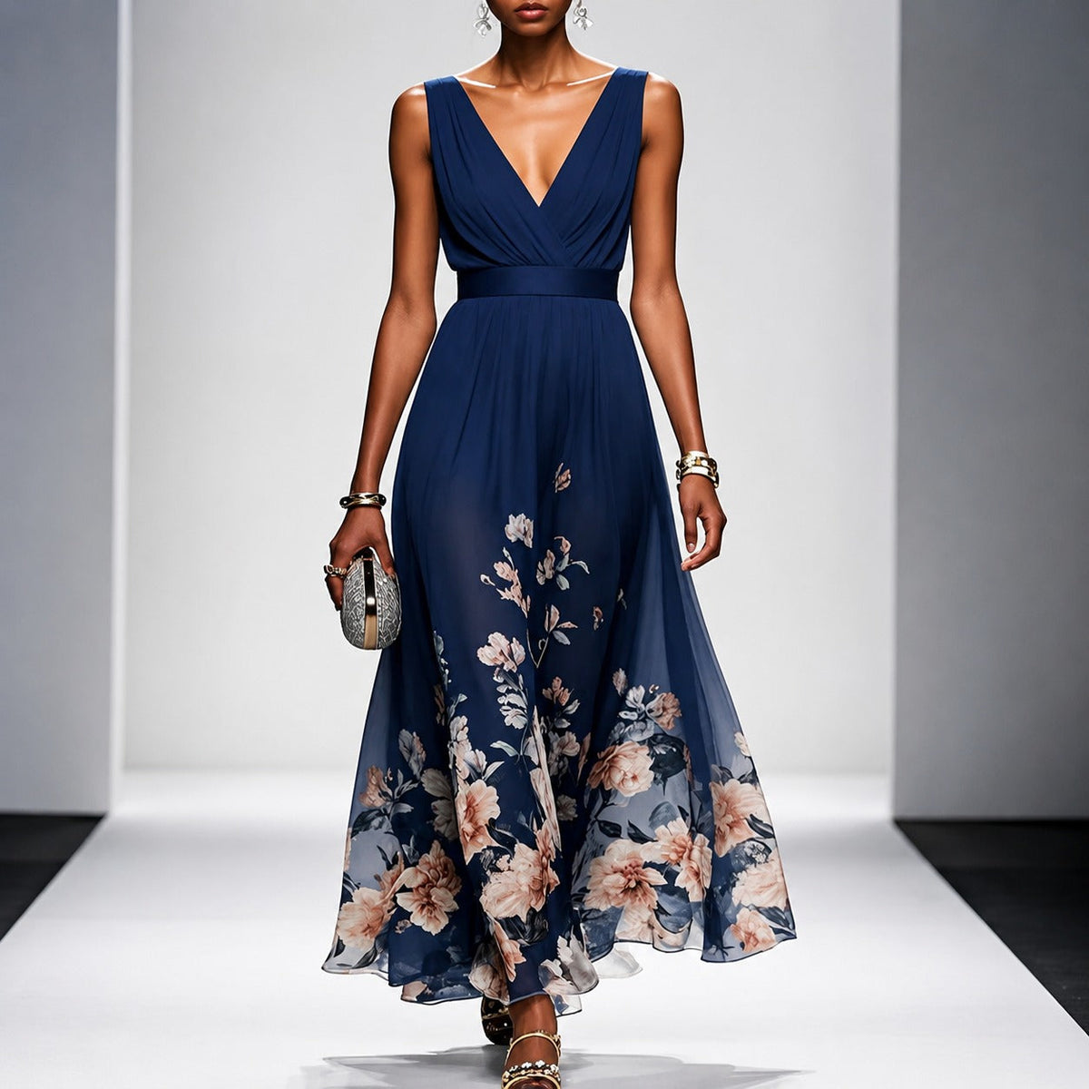 Tanisha - Langes Kleid mit Blumenmuster