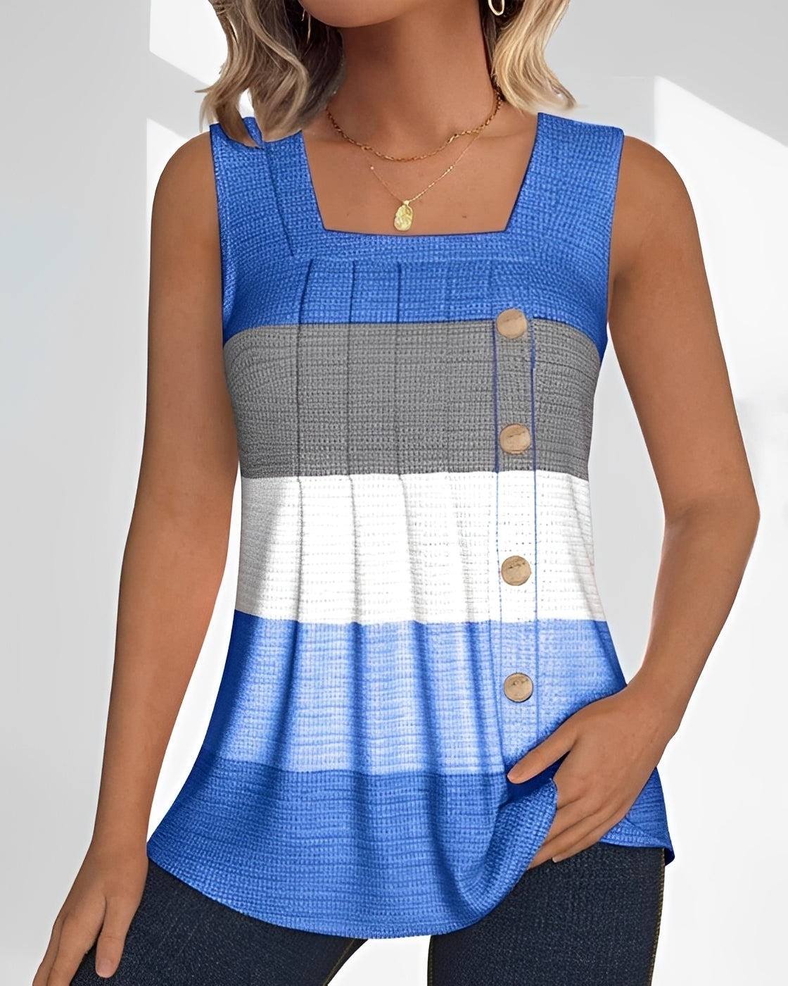 Grace - Lockeres, Gestreiftes Tanktop mit plissierten Details