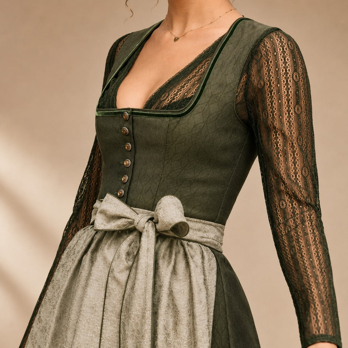 Cora - Klassisches Oktoberfestkleid mit Schleifenakzent (Futter nicht enthalten)