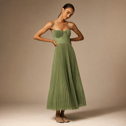 Elissa - Elegantes plissiertes Midikleid