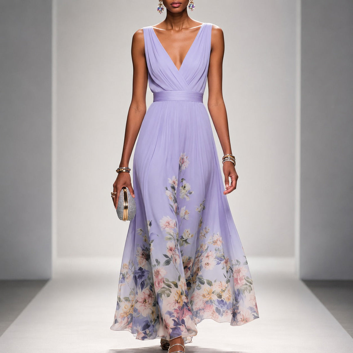 Tanisha - Langes Kleid mit Blumenmuster