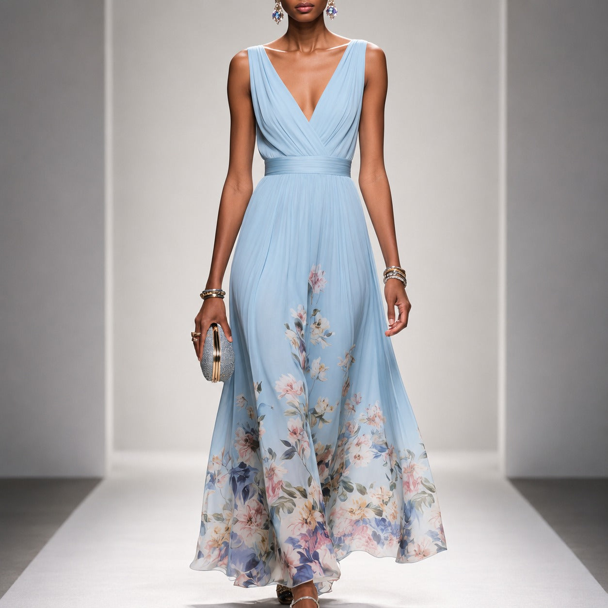 Tanisha - Langes Kleid mit Blumenmuster