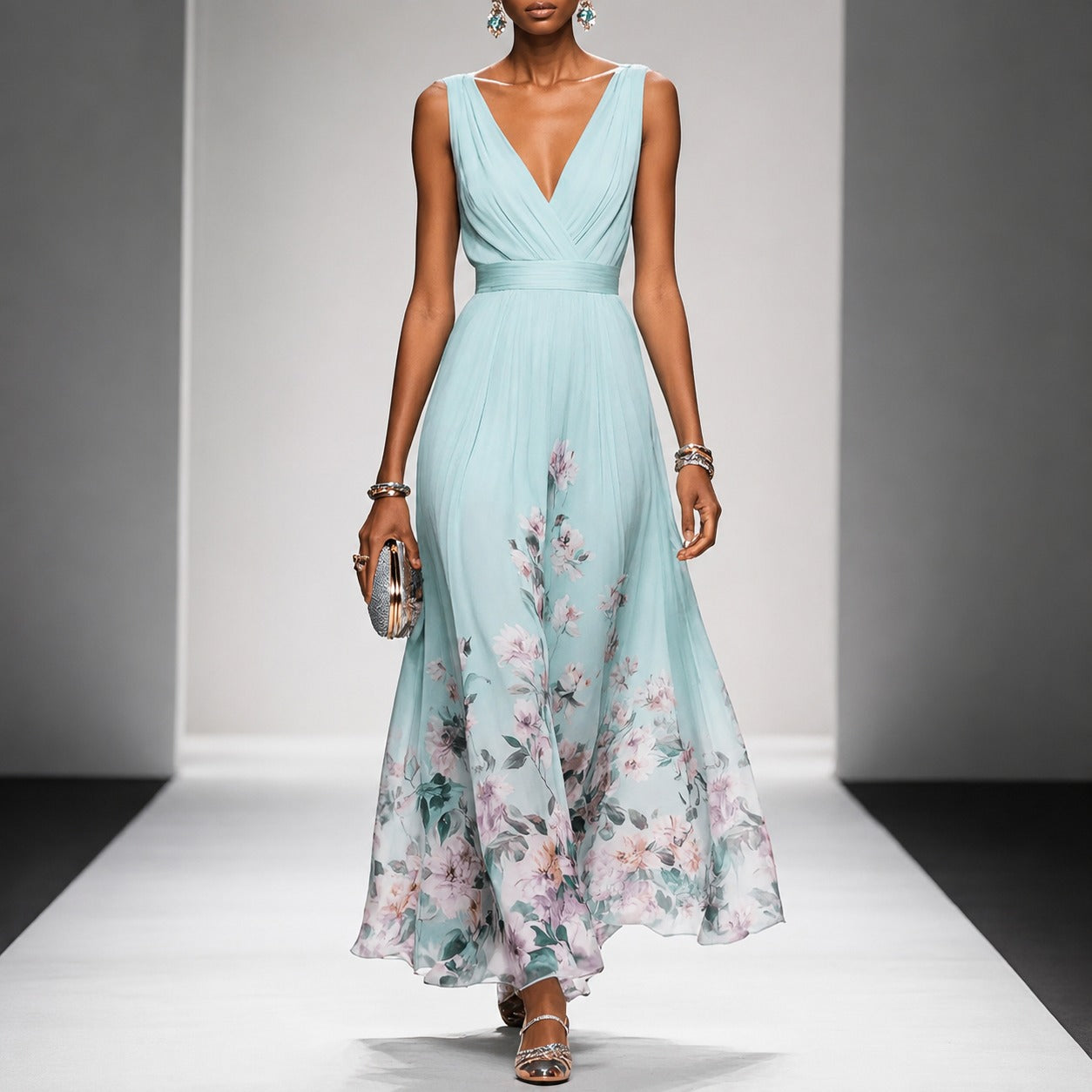 Tanisha - Langes Kleid mit Blumenmuster
