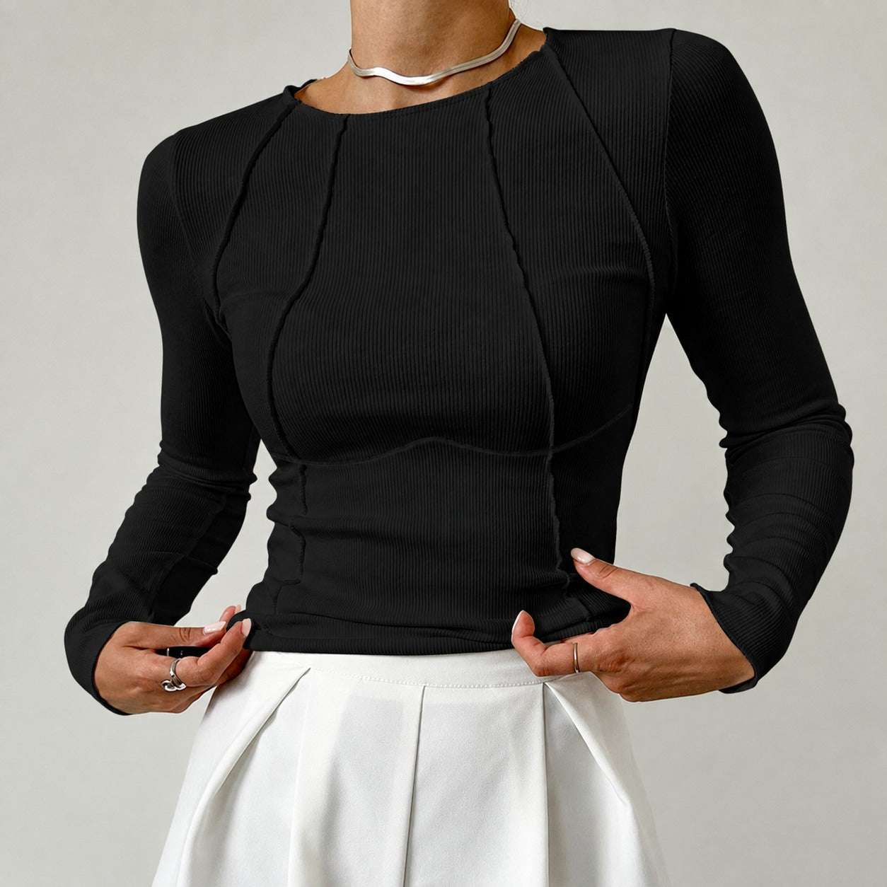 Leonie - Schickes Langarmshirt mit Paspel-Details