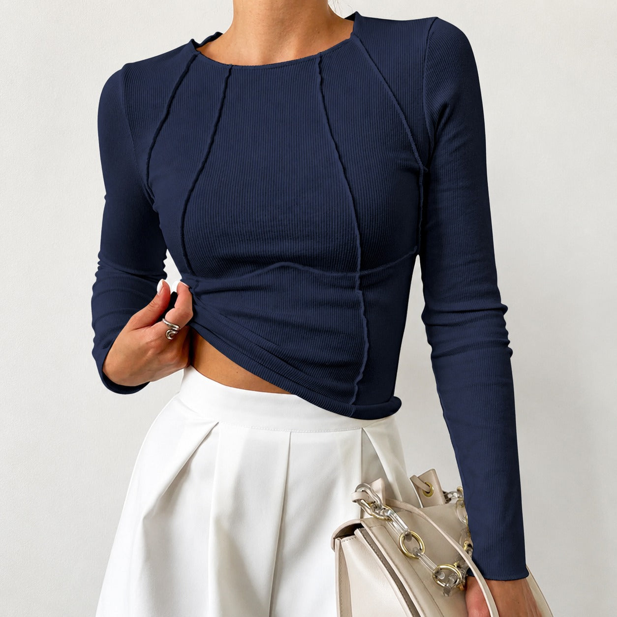 Leonie - Schickes Langarmshirt mit Paspel-Details