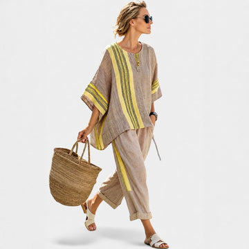 Libbie - Komfortables gestreiftes Set aus Tunika und Hose