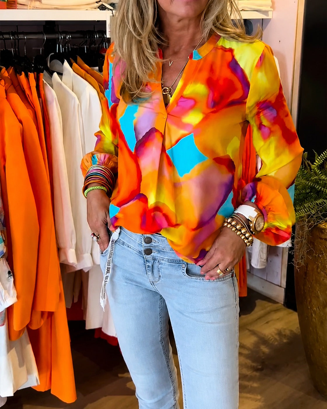 Daisie - Bunte Bluse mit langen Ärmeln