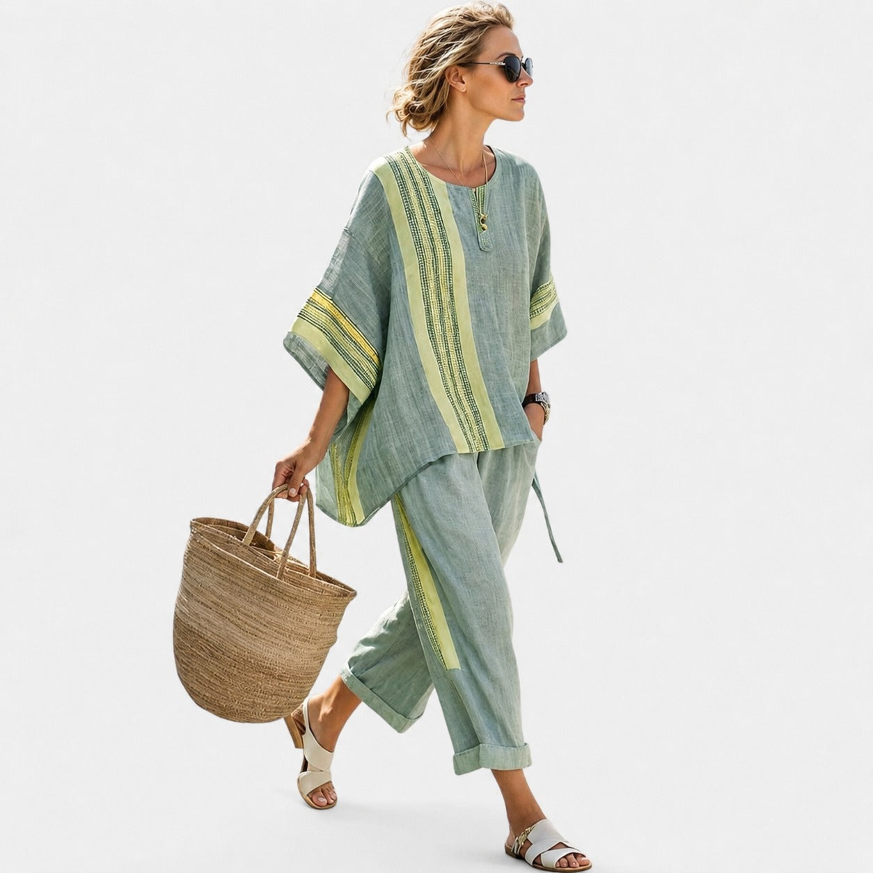 Libbie - Komfortables gestreiftes Set aus Tunika und Hose