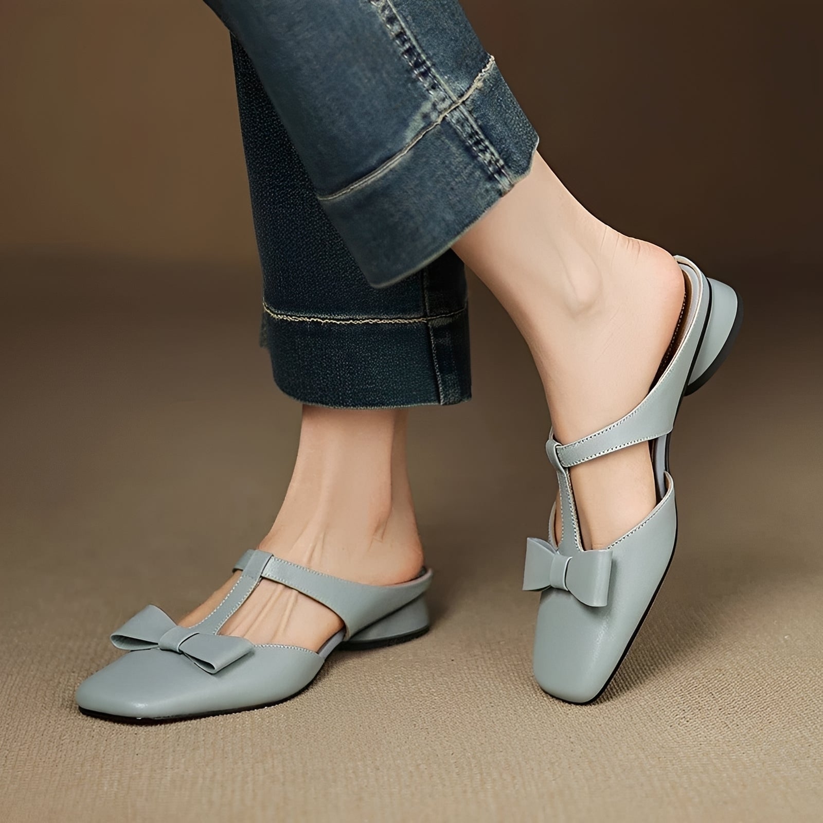 Jean - Elegante Mules-Sandalen mit Schleife