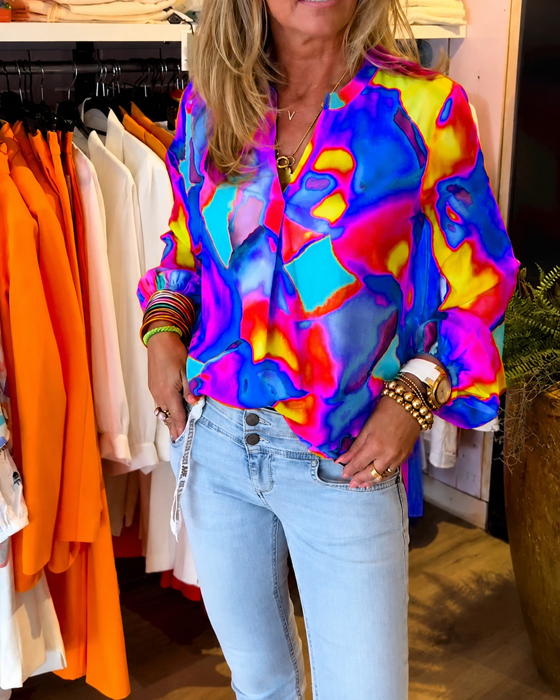 Daisie - Bunte Bluse mit langen Ärmeln