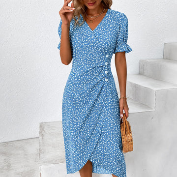 Gabriella - Stilvolles Kleid mit Blumen und asymmetrischem Design