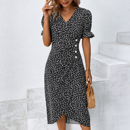 Gabriella - Stilvolles Kleid mit Blumen und asymmetrischem Design
