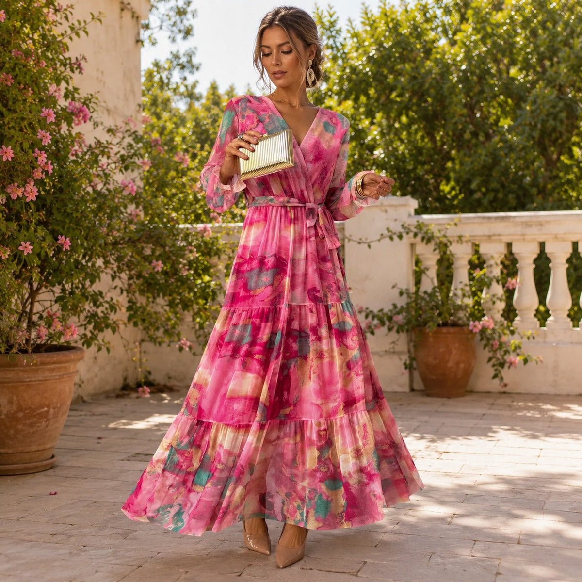 Carroll - Langes Kleid mit Blumendesign