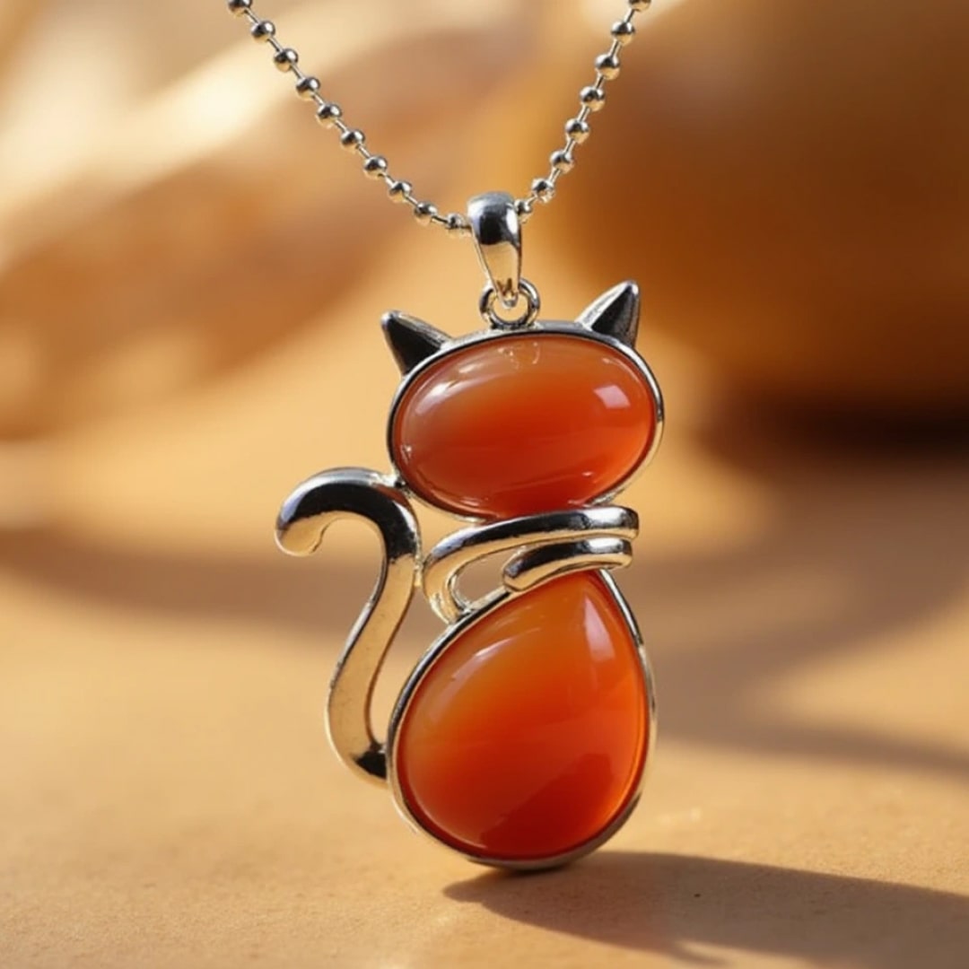Mila – Katzenhalskette mit echtem Stein