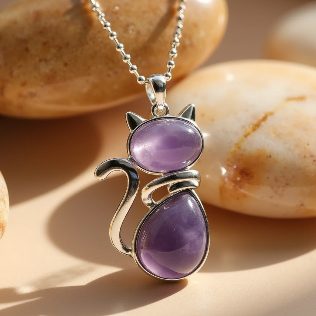 Mila – Katzenhalskette mit echtem Stein