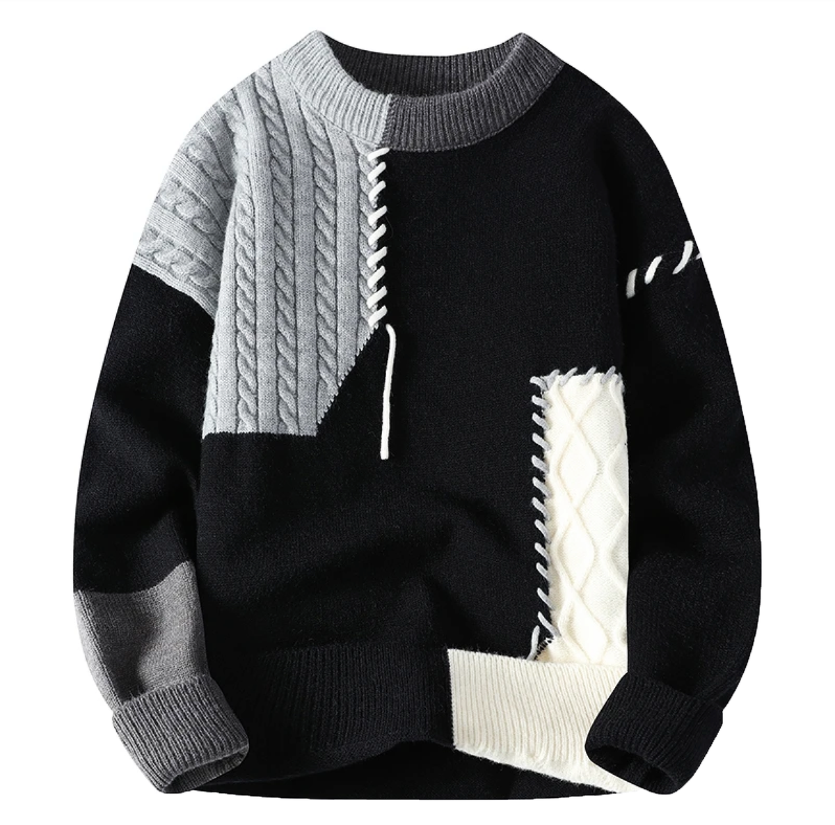 Timo – Herren-Patchwork-Strickpullover