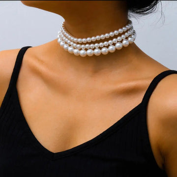 Perlen-Choker-Halsketten-Set - (3er Set) Perlenkette