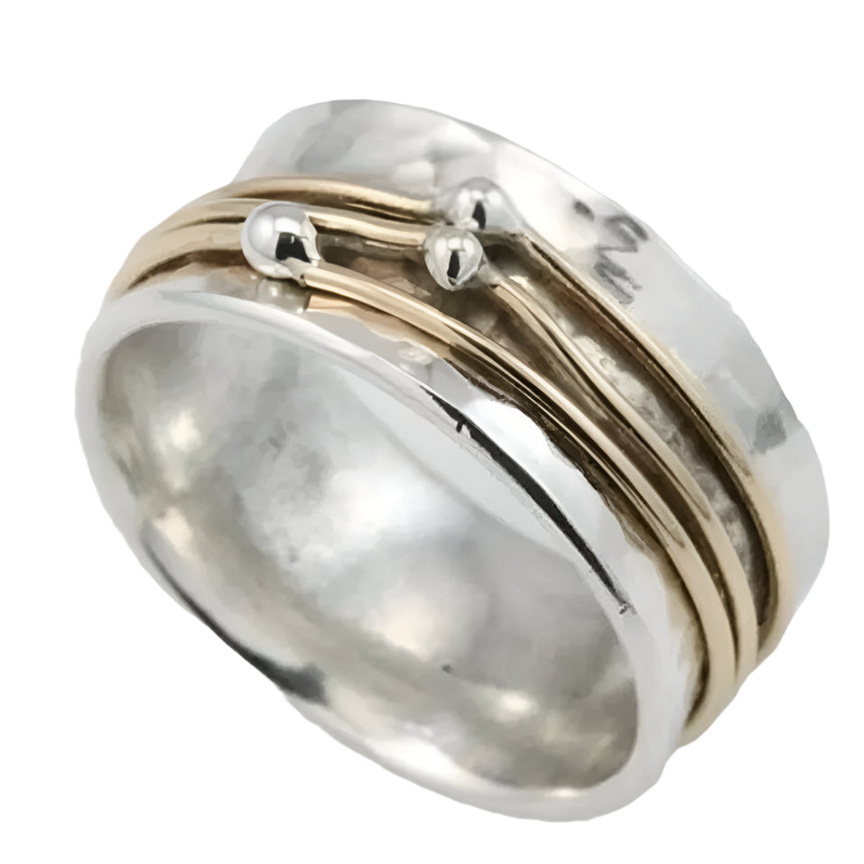 Glänzende Gnade – Vintage Ring aus Gold und Silber mit schimmernder Oberfläche