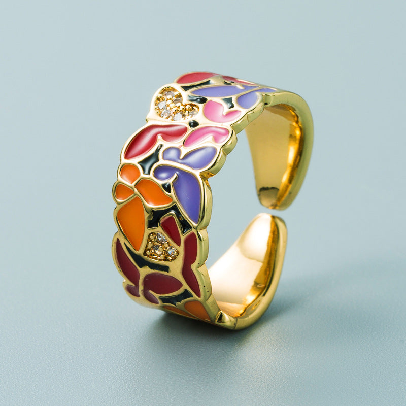 Kamille – Großer Camille-Ring mit blauem Blattdesign