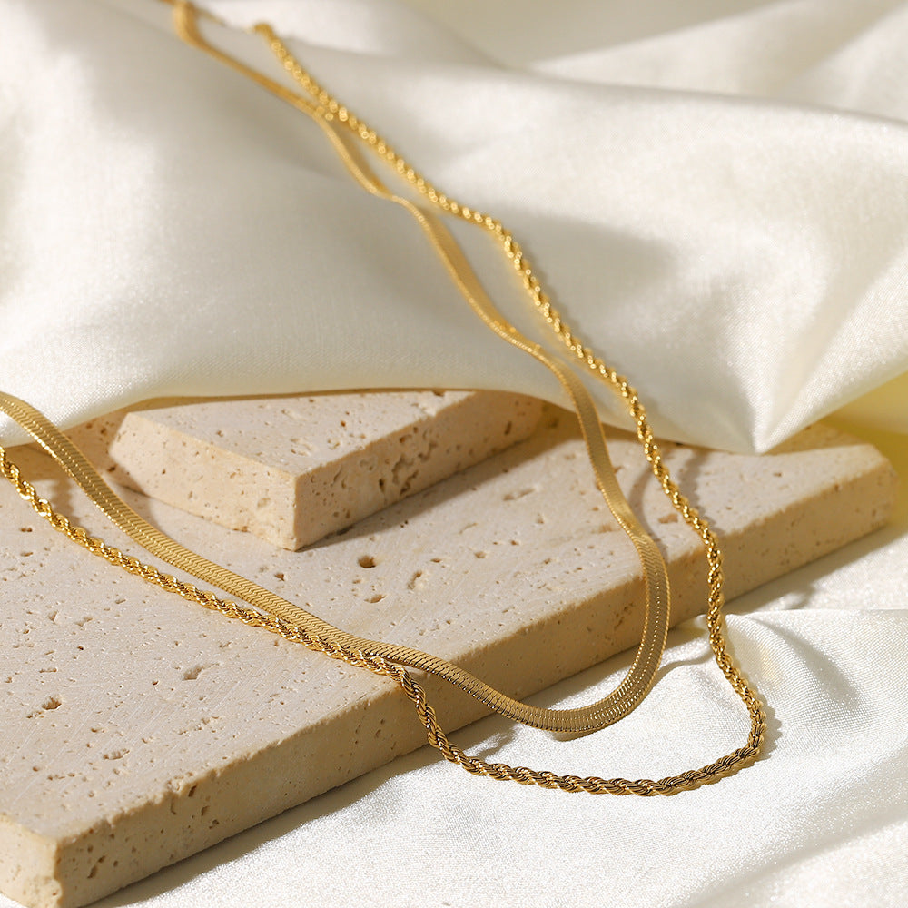 Doppelt gedrehte Kette - Kette mit goldenen Schichten