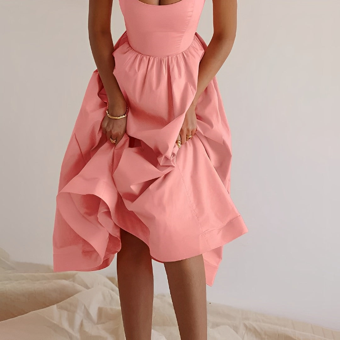Fabiana - Kleid mit schmalen Trägern und gerafften Details