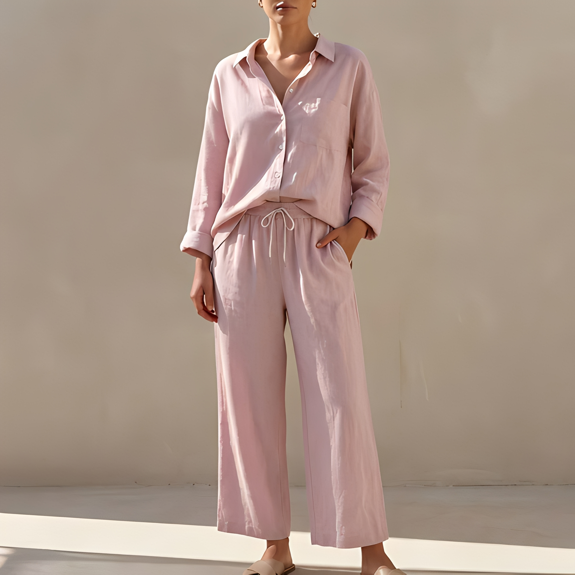 Genzel - Ensemble Hemd mit Knöpfen und Hose für Frauen
