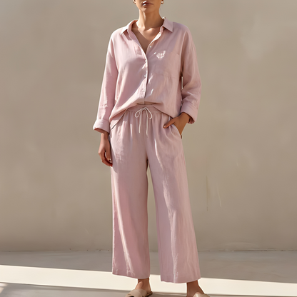 Genzel - Ensemble Hemd mit Knöpfen und Hose für Frauen