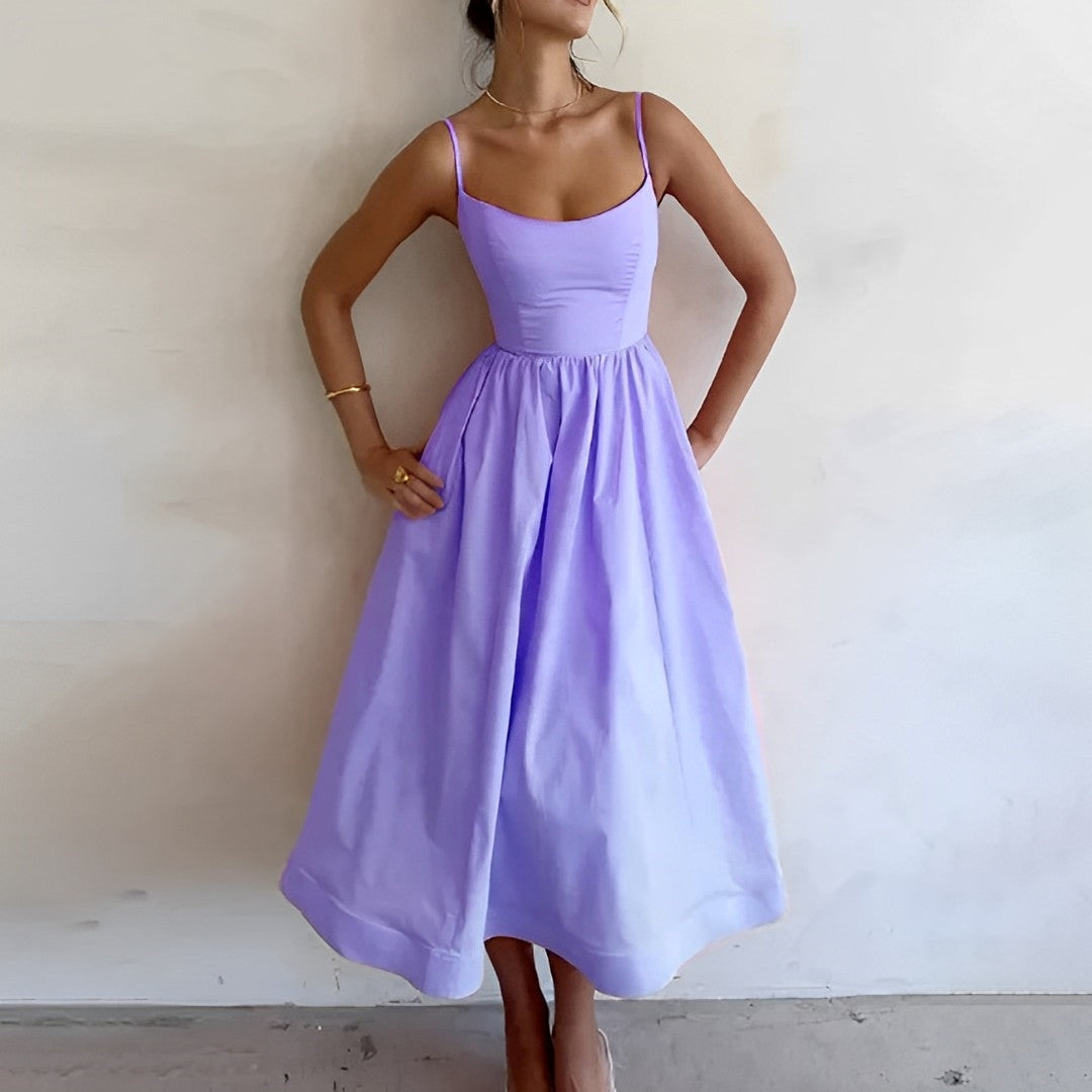 Fabiana - Kleid mit schmalen Trägern und gerafften Details