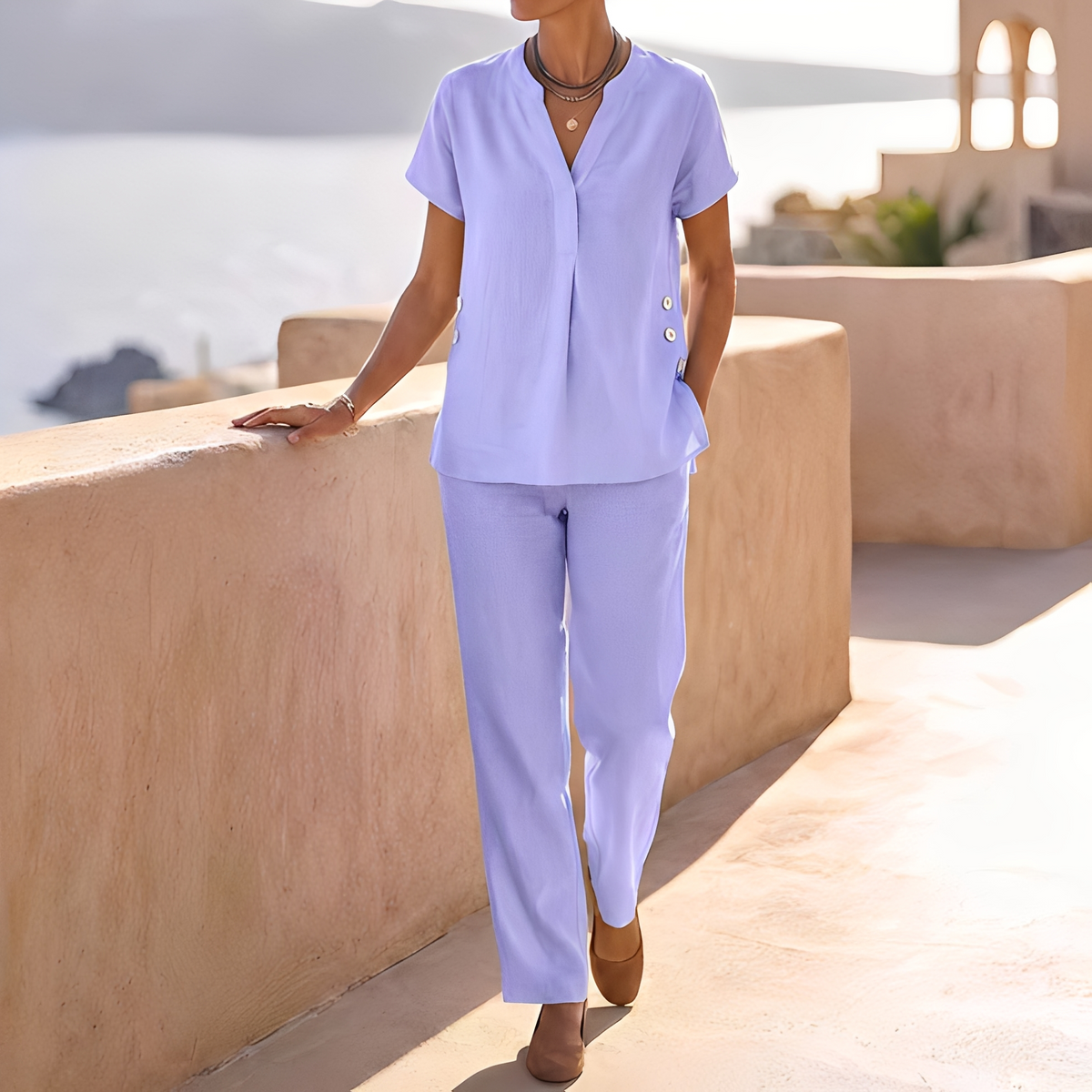 Khena - Sommer-Set mit V-Ausschnitt für Damen
