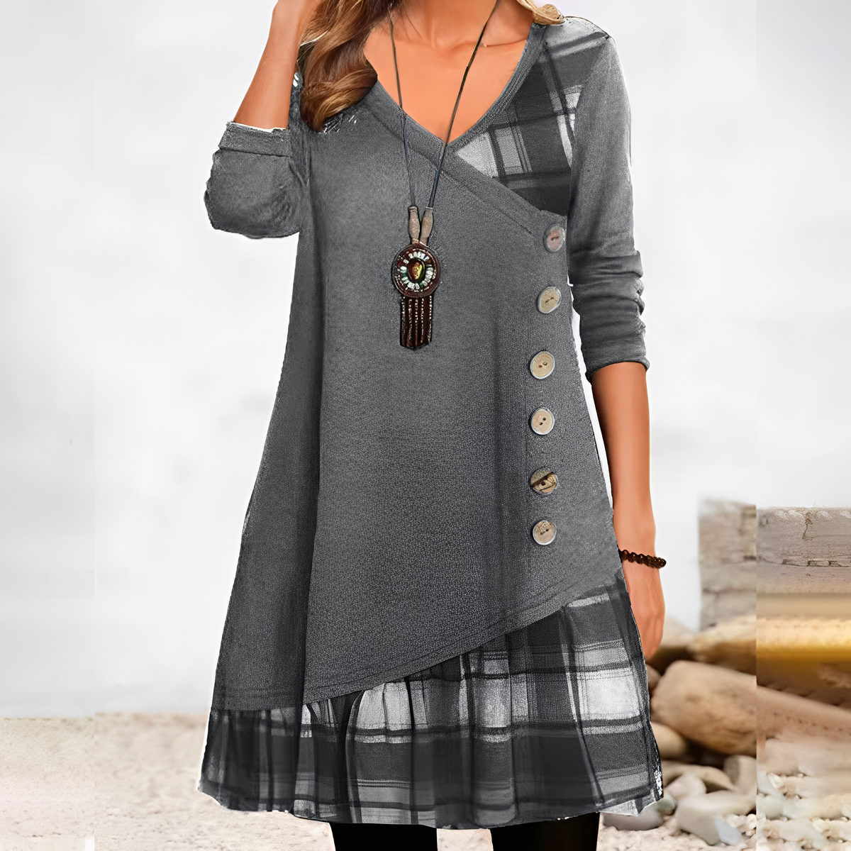 Shawnee - Freizeitkleid mit Patchwork-Design und Karos für Damen
