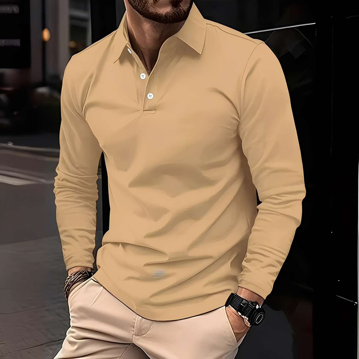 Deacon - Gemütliches Langarm-Poloshirt