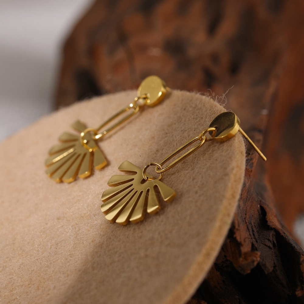 Tropfenohrringe mit Blumenmotiven - Fächerdesign