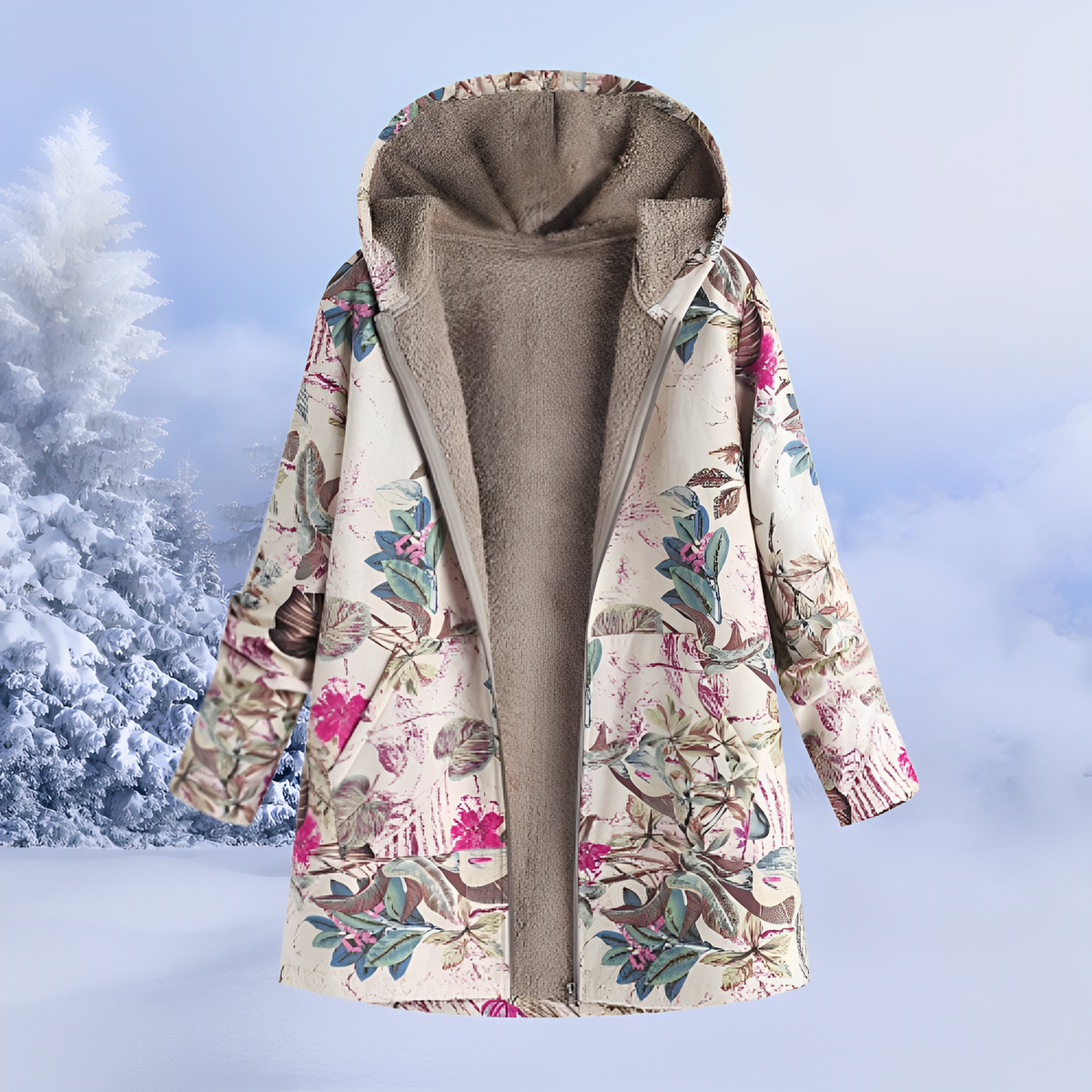 Jasmin - Stilvolle, warme Jacke mit Kapuze