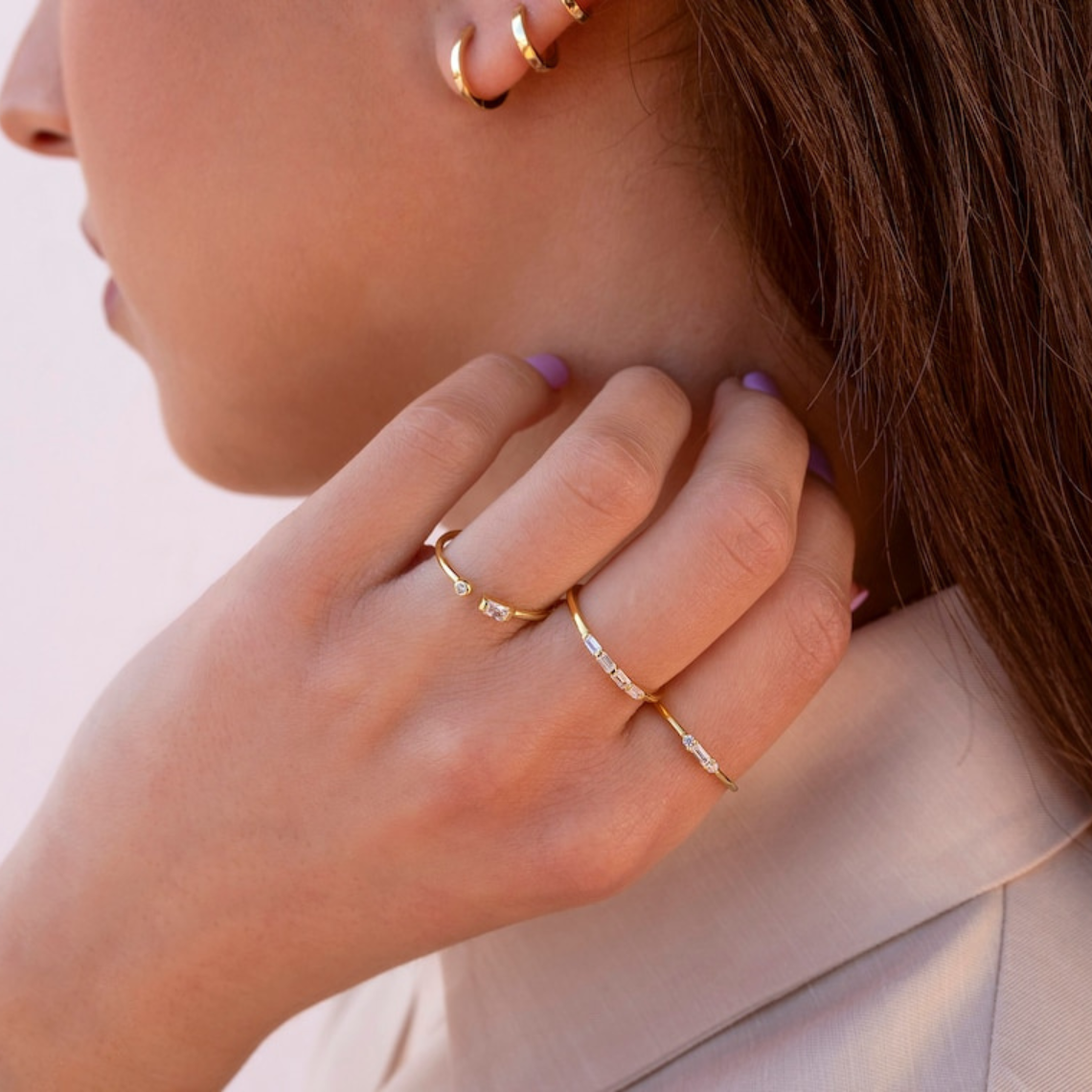 Kleines Baguette - Feiner CZ-Ring