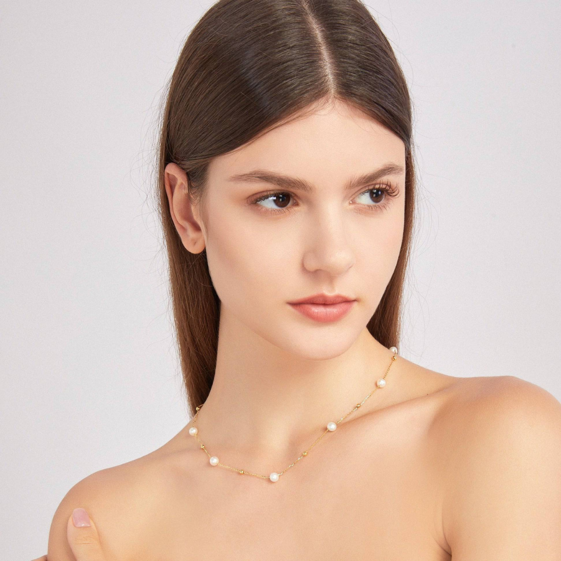 Kette mit Gold und Perlen - abwechselnd Perlen und Goldglieder