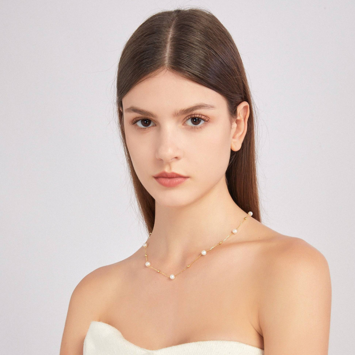 Kette mit Gold und Perlen - abwechselnd Perlen und Goldglieder