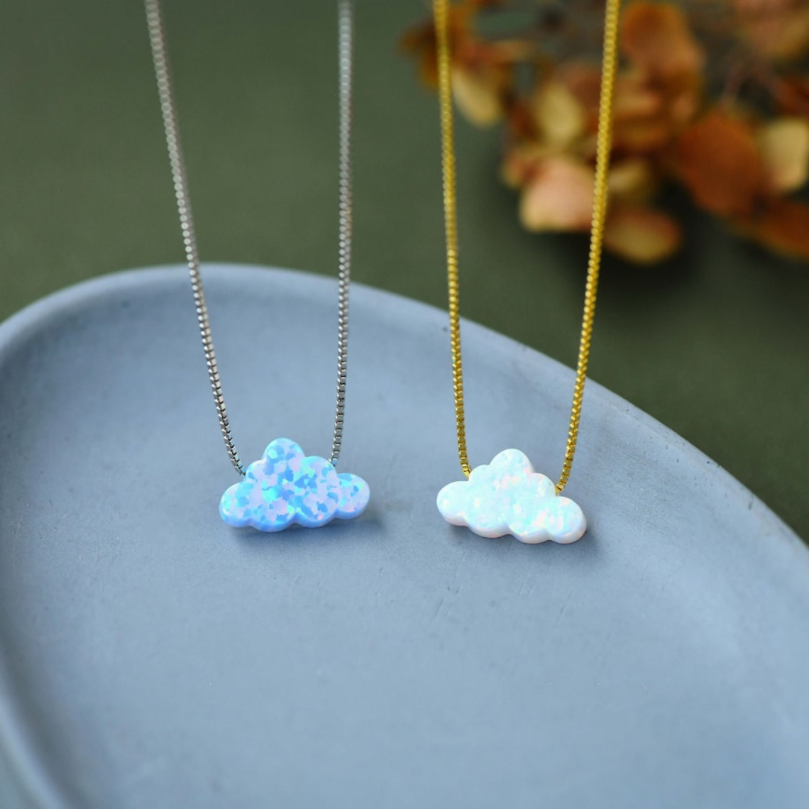 Halskette mit Wolkenopal - Halskette mit Wolkenanhänger