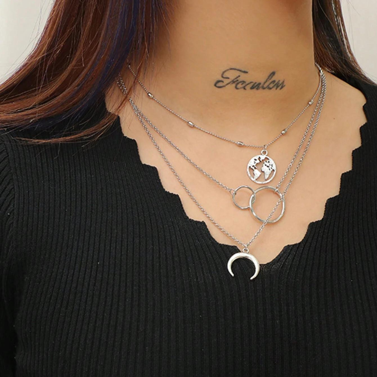 Erde-Halskette - Boho-Schicht-Set