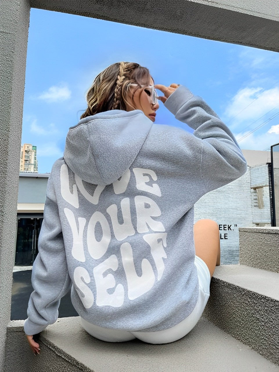 Daria – Gedruckter Baumwoll-Hoodie