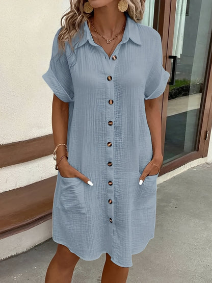 Shelley - Hemdkleid bequem mit Knopfleiste für Frauen