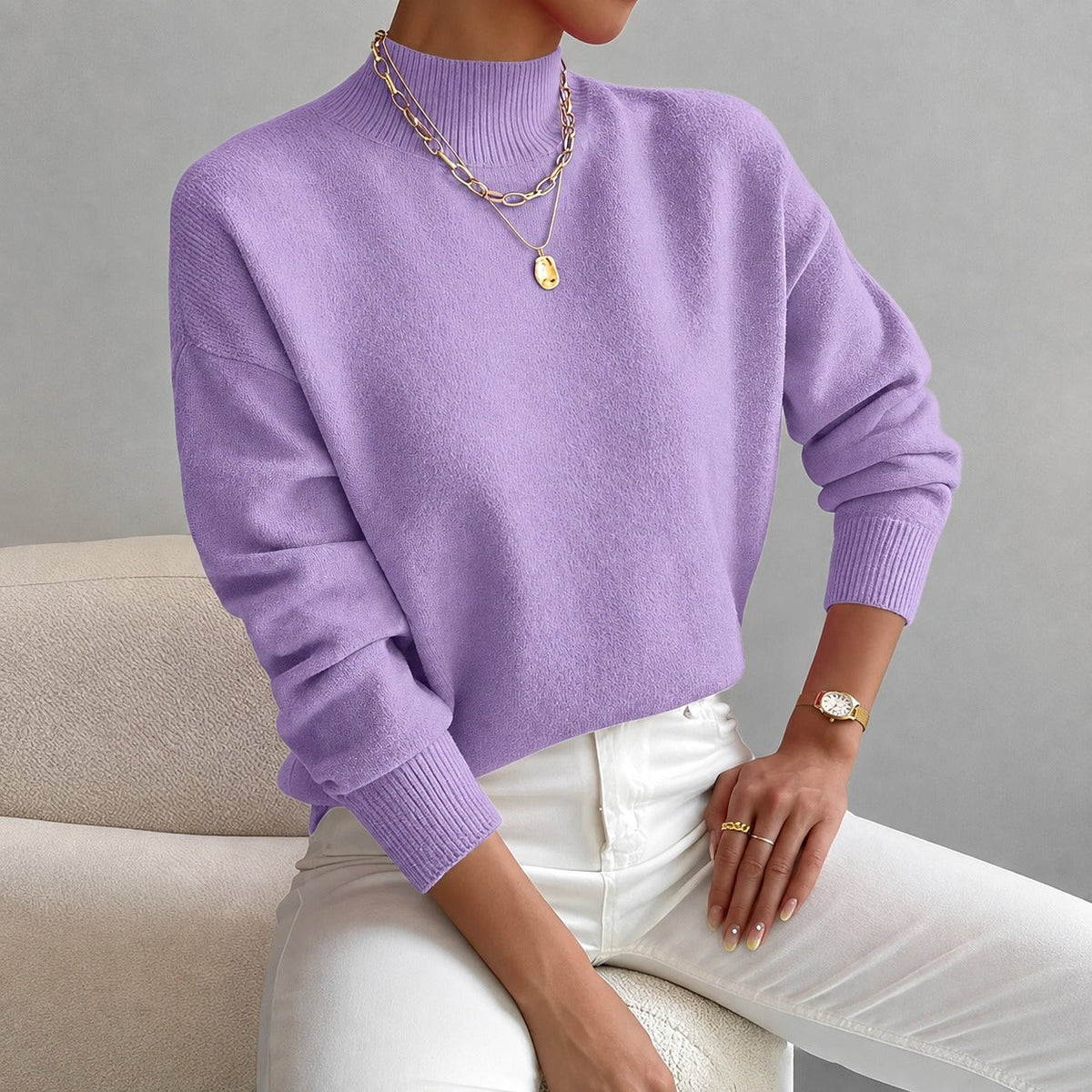 Roxana - Stilvoller Damenpullover mit moderatem Kragen