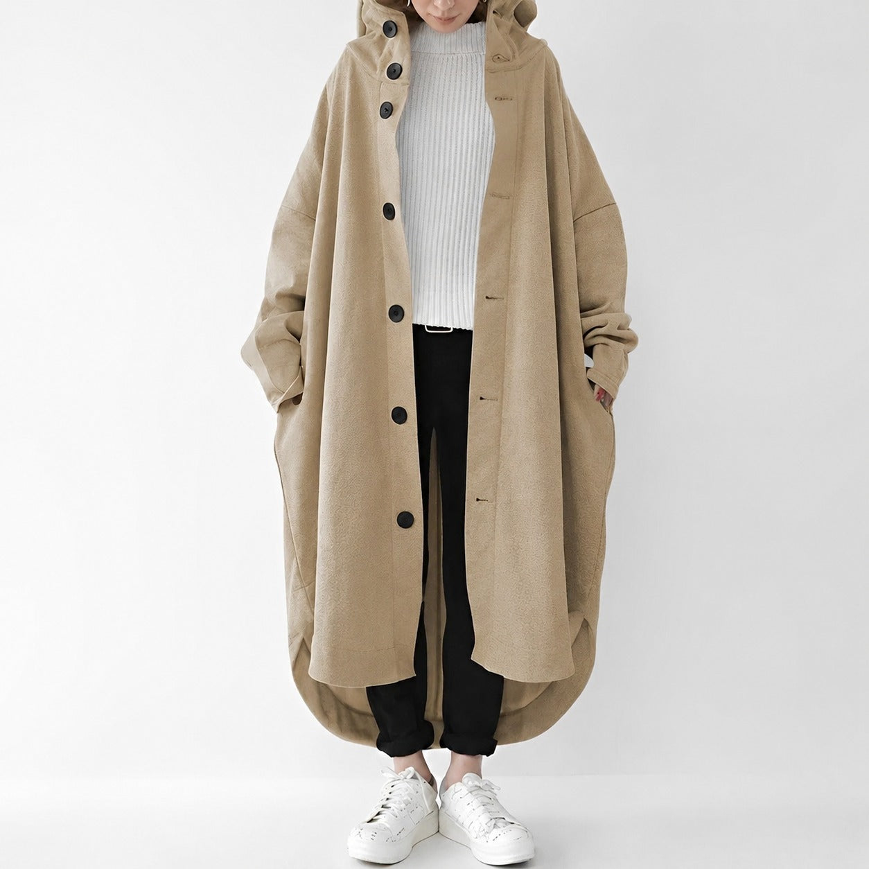 Jennica - Damen-Trenchcoat, lang und leger geschnitten