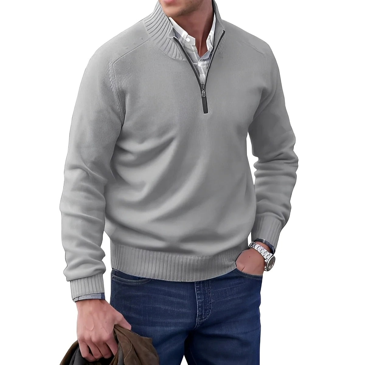 Gabriel - Bequemer Herrenpullover mit Reißverschluss