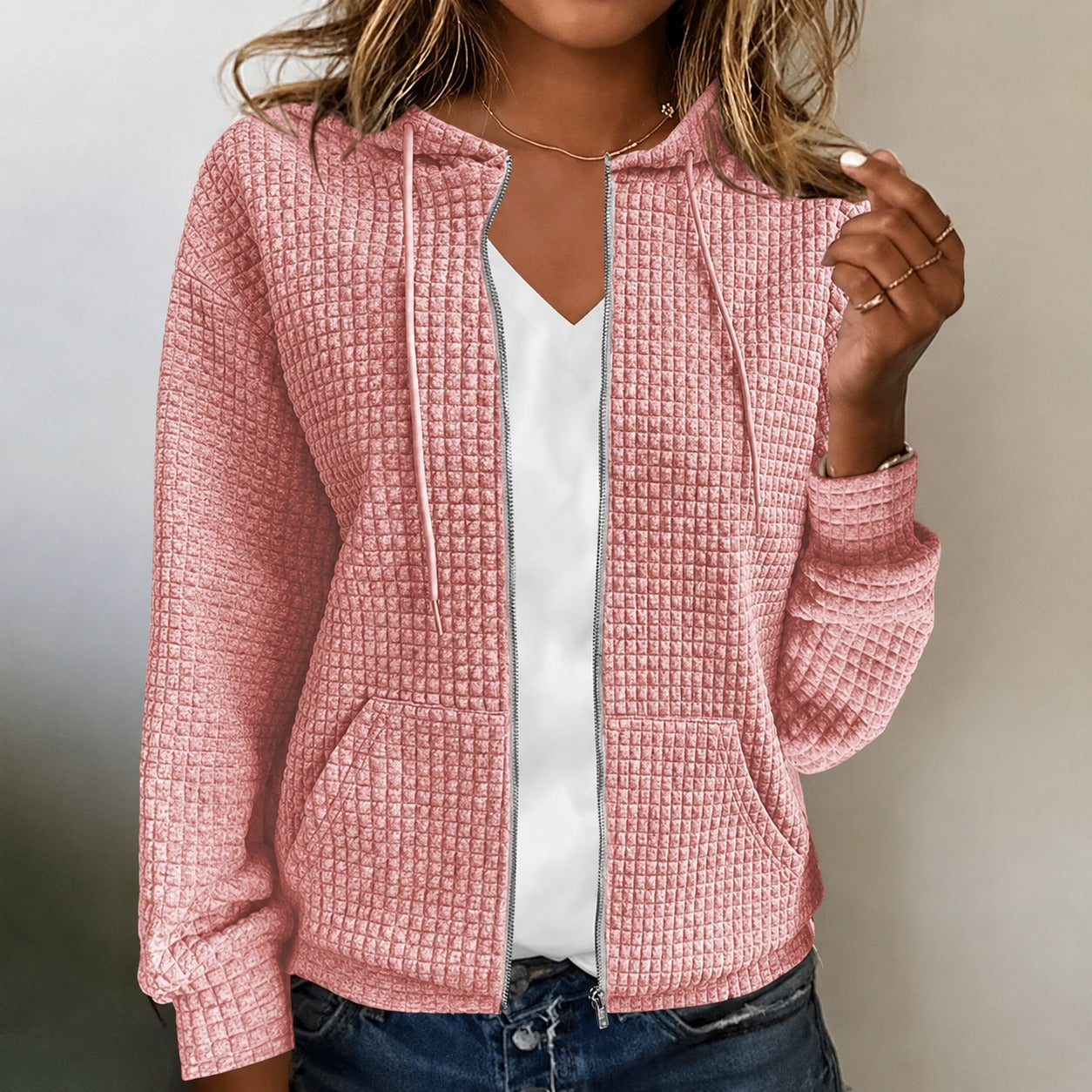 Kristel - Sweatjacke mit wabenförmigem Muster