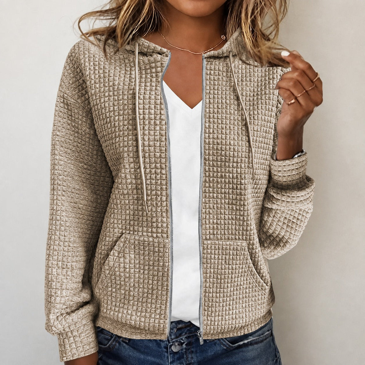 Kristel - Sweatjacke mit wabenförmigem Muster