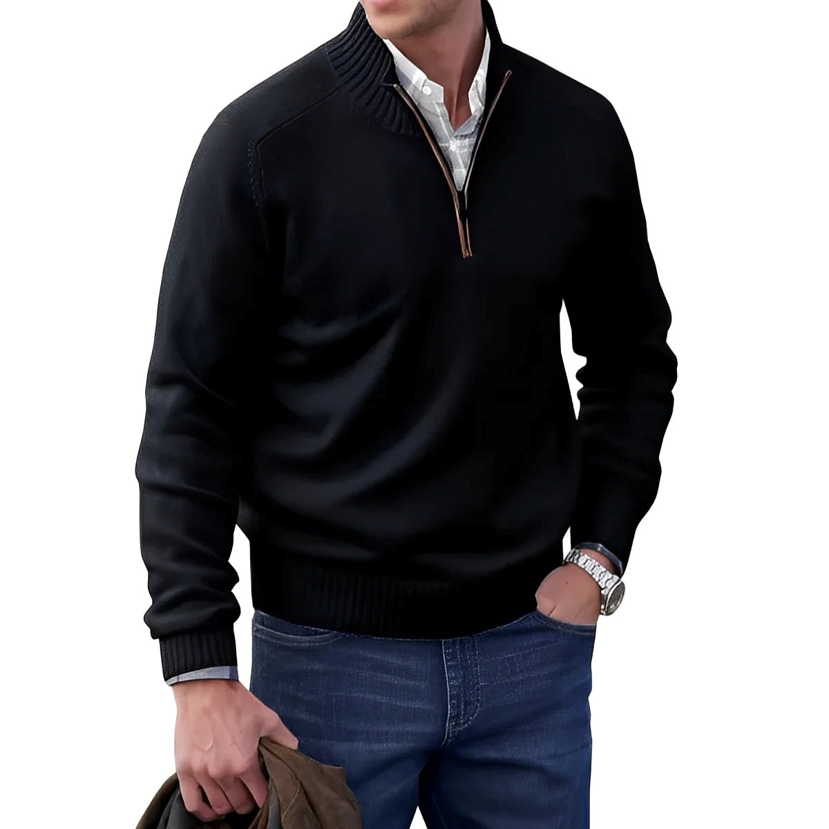 Gabriel - Bequemer Herrenpullover mit Reißverschluss