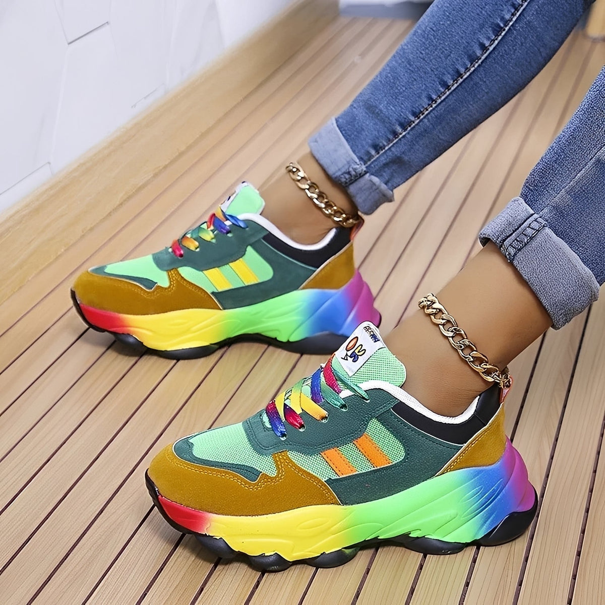 Erika - Bequeme Regenbogen-Schuhe