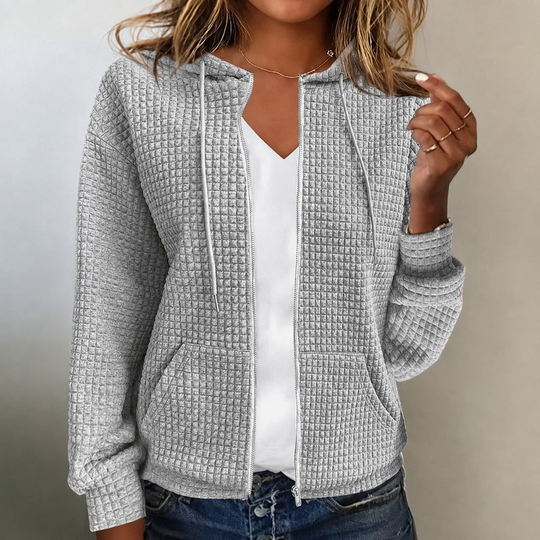 Kristel - Sweatjacke mit wabenförmigem Muster
