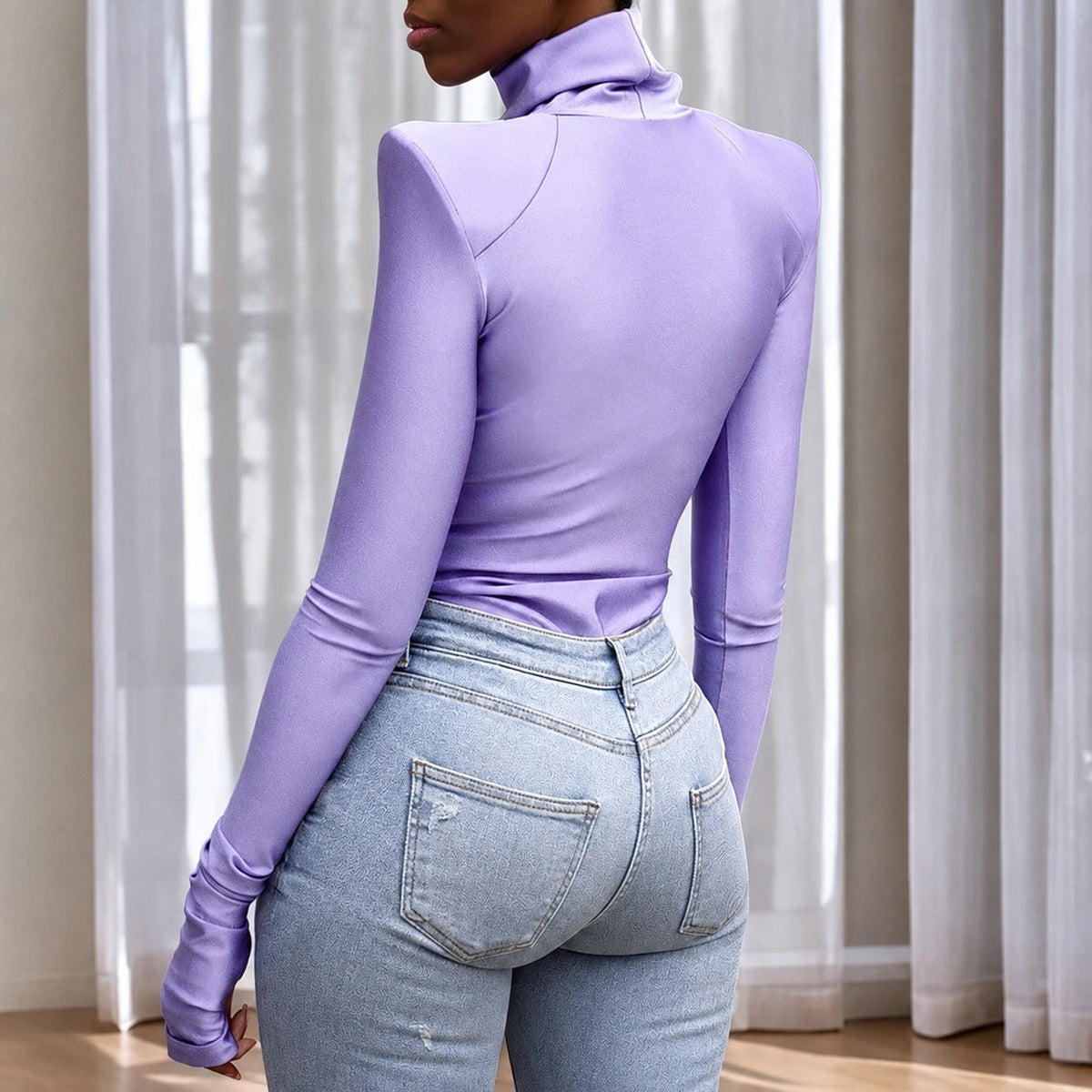 Ellery - Damen-Bodysuit mit Rollkragen und speziellen Schultereinsätzen