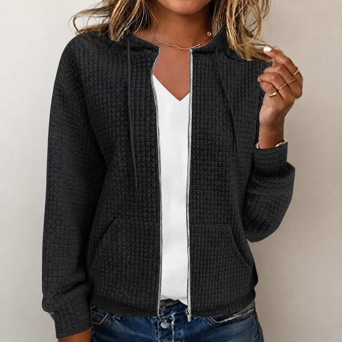 Kristel - Sweatjacke mit wabenförmigem Muster